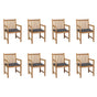 Garden Chairs 8 pcs with Anthracite Cushions Solid Teak Wood