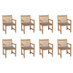 Garden Chairs 8 pcs with Grey Cushions Solid Teak Wood