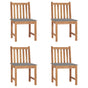 Garden Chairs 4 pcs with Cushions Solid Teak Wood