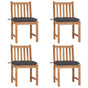 Garden Chairs 4 pcs with Cushions Solid Teak Wood