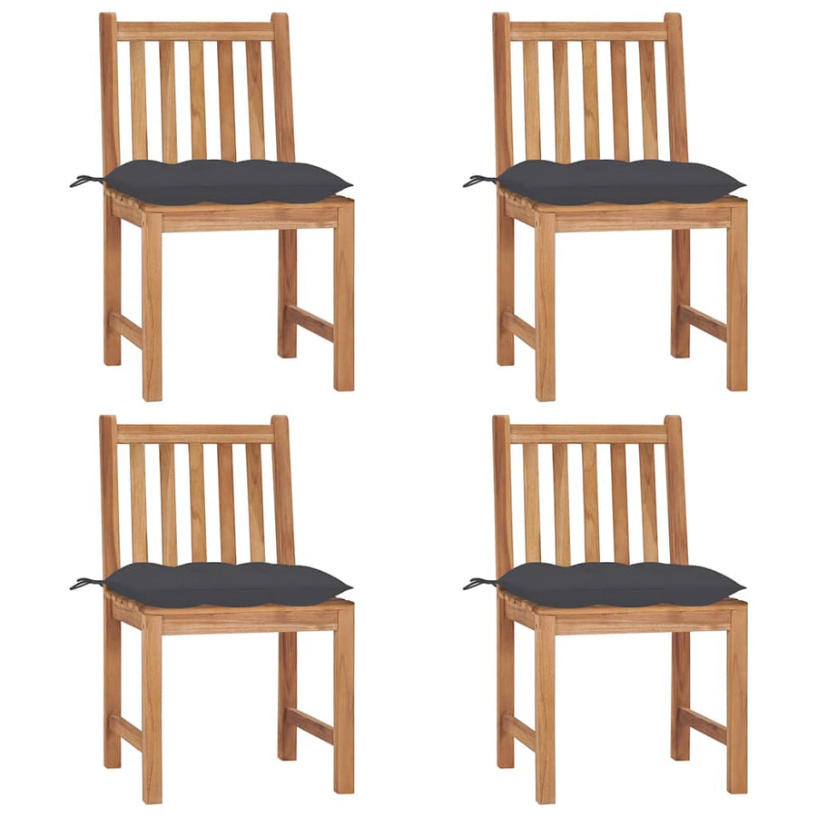 Garden Chairs 4 pcs with Cushions Solid Teak Wood