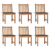 Garden Chairs 6 pcs with Cushions Solid Teak Wood