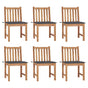 Garden Chairs 6 pcs with Cushions Solid Teak Wood