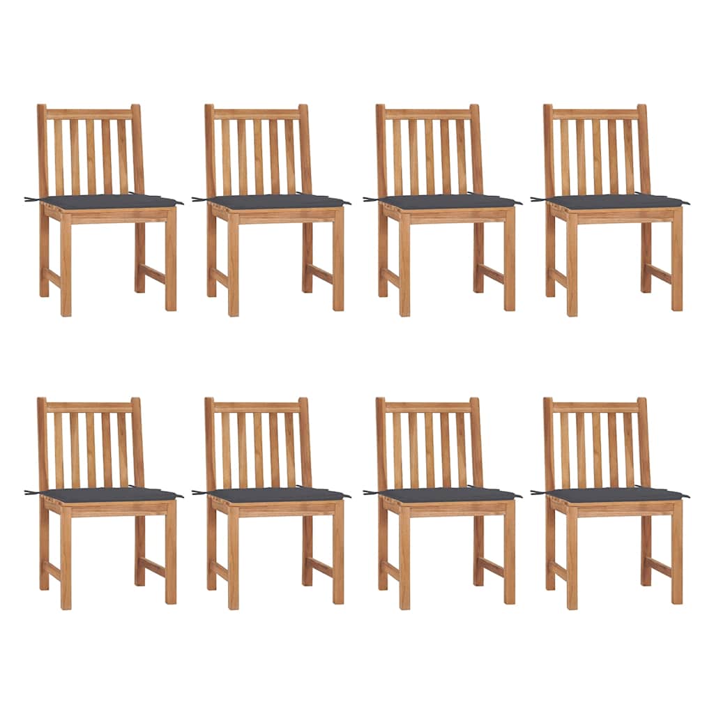 Garden Chairs 8 pcs with Cushions Solid Teak Wood