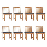 Garden Chairs 8 pcs with Cushions Solid Teak Wood