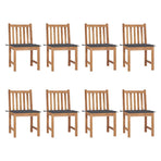 Garden Chairs 8 pcs with Cushions Solid Teak Wood