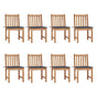 Garden Chairs 8 pcs with Cushions Solid Teak Wood