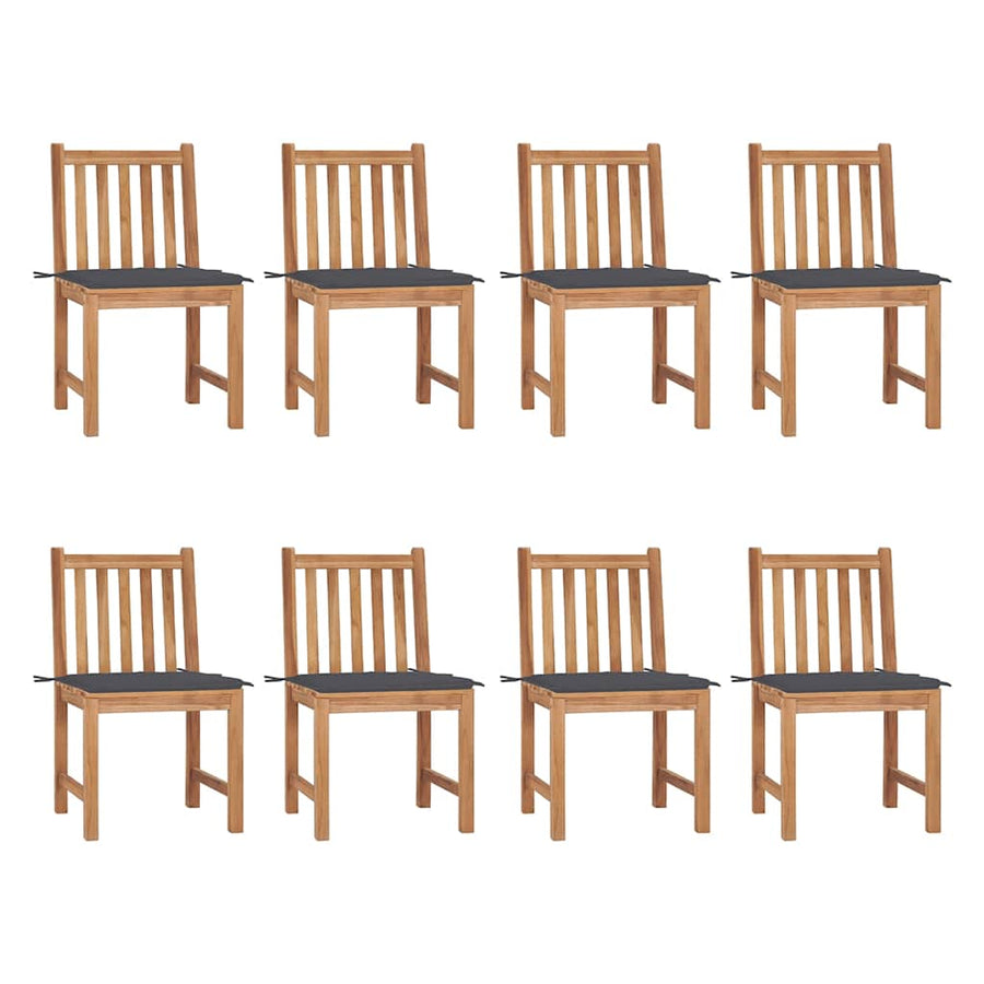 Garden Chairs 8 pcs with Cushions Solid Teak Wood