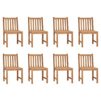 Garden Chairs 8 pcs with Cushions Solid Teak Wood