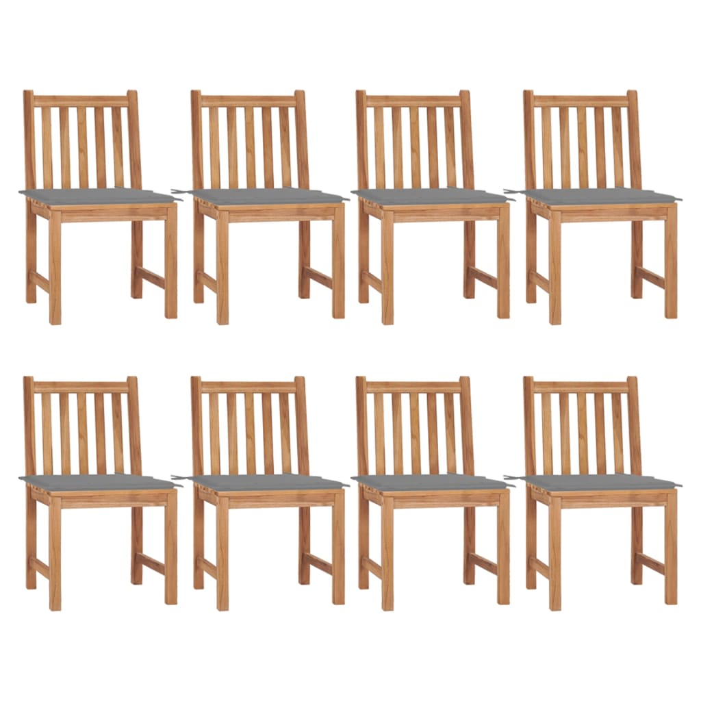 Garden Chairs 8 pcs with Cushions Solid Teak Wood