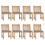 Garden Chairs 8 pcs with Cushions Solid Teak Wood