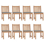 Garden Chairs 8 pcs with Cushions Solid Teak Wood