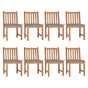 Garden Chairs 8 pcs with Cushions Solid Teak Wood