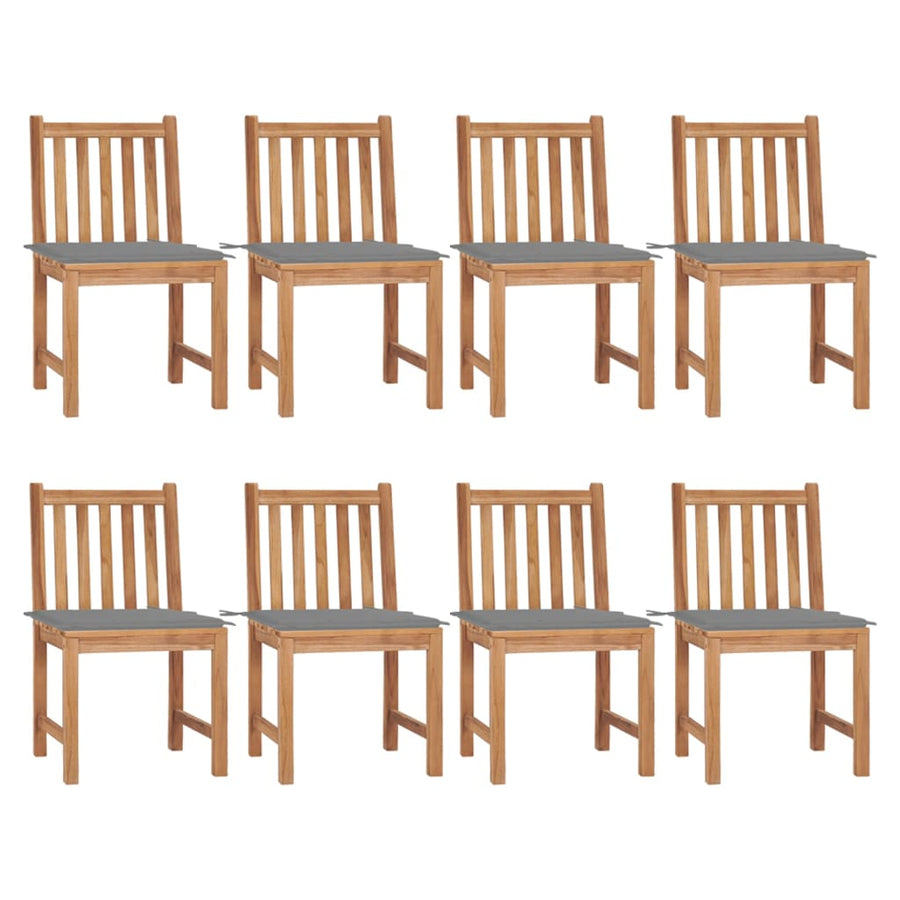Garden Chairs 8 pcs with Cushions Solid Teak Wood