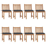 Garden Chairs 8 pcs with Cushions Solid Teak Wood