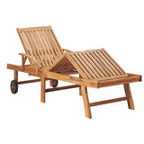 Sun Loungers 2 pcs with Grey Cushion Solid Teak Wood - Side View