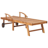 Sun Loungers 2 pcs with Grey Cushion Solid Teak Wood - Top-Down View