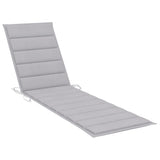 Sun Loungers 2 pcs with Grey Cushion Solid Teak Wood