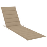Sun Loungers 2 pcs with Beige Cushion Solid Teak Wood - Extra Image