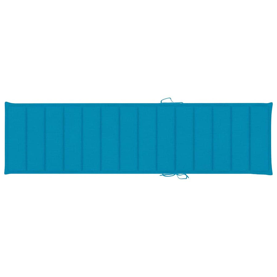 Sun Loungers 2 pcs with Blue Cushion Solid Teak Wood