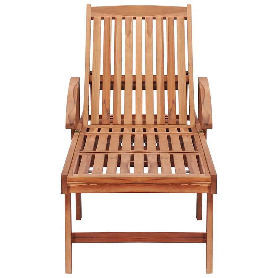 Sun Loungers 2 pcs with Blue Cushion Solid Teak Wood
