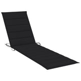 Sun Loungers 2 pcs with Black Cushion Solid Teak Wood - Low Angle