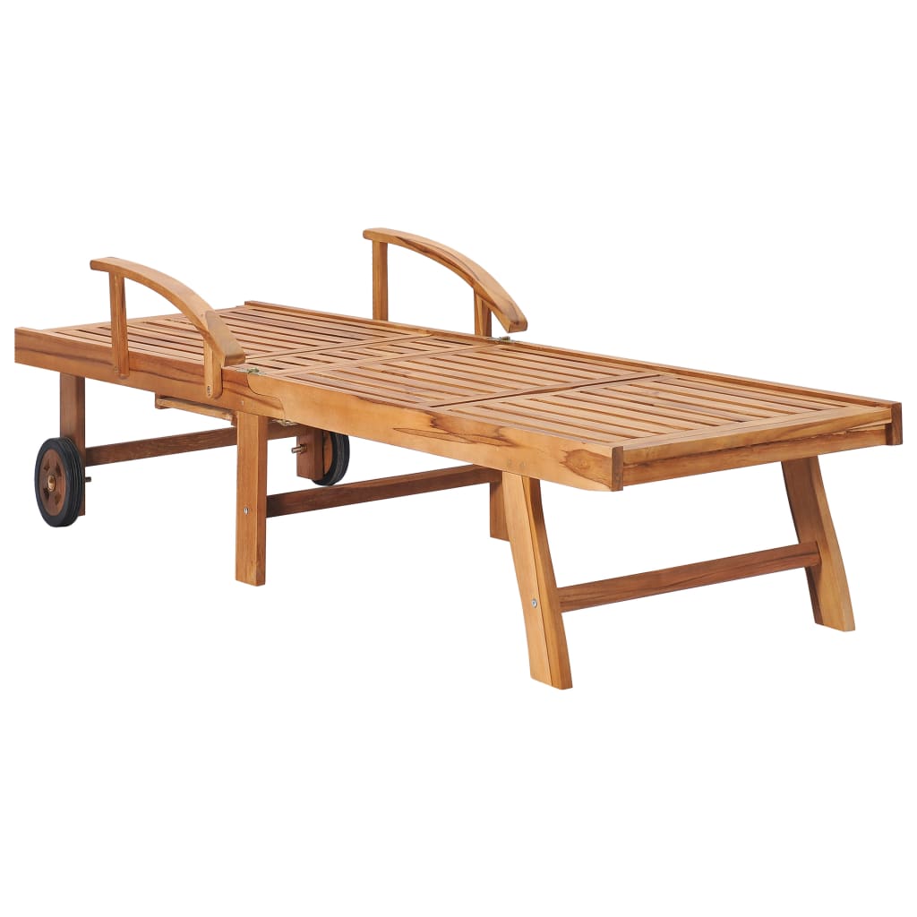 Sun Loungers 2 pcs with Taupe Cushion Solid Teak Wood