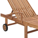 Sun Loungers 2 pcs with Taupe Cushion Solid Teak Wood - Close-Up Angle