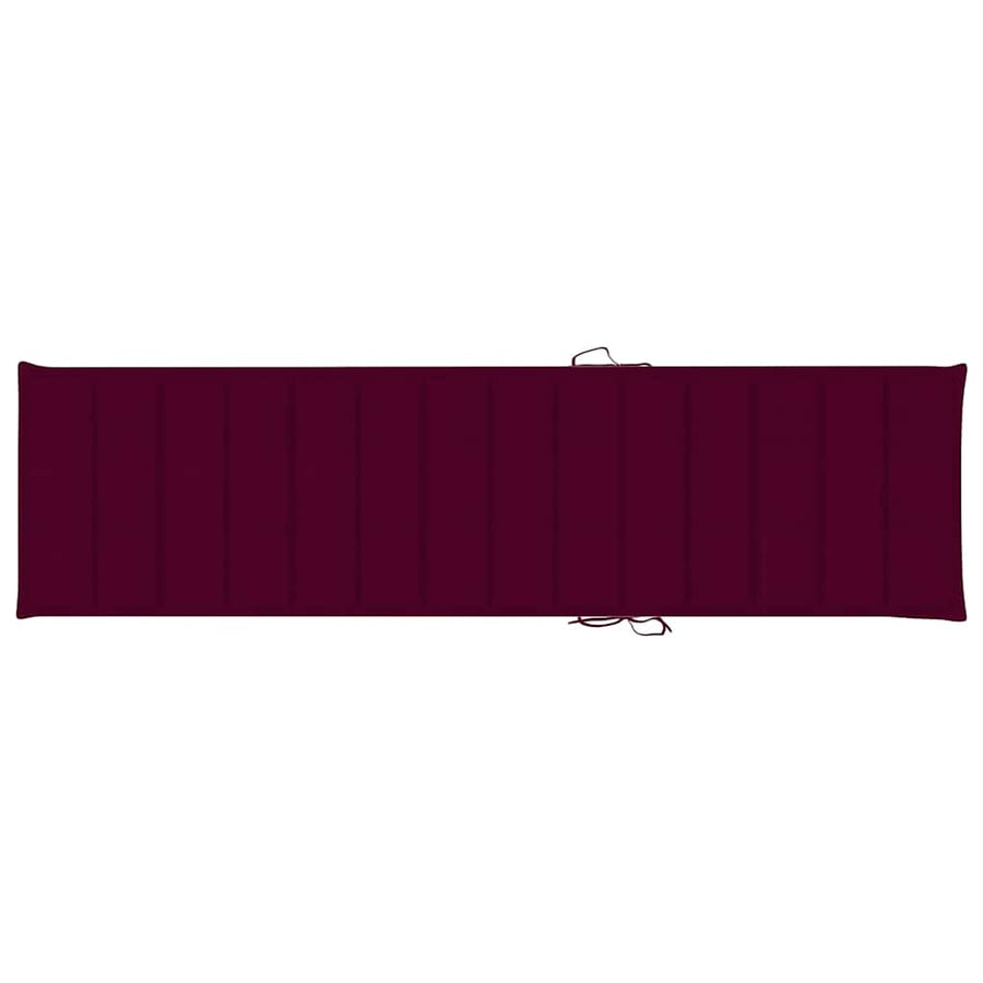 Sun Loungers 2 pcs with Wine Red Cushion Solid Teak Wood