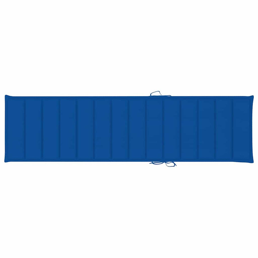 Sun Loungers 2 pcs with Royal Blue Cushion Solid Teak Wood