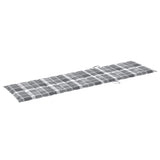 Sun Loungers 2 pcs with Grey Check Pattern Cushion Solid Teak Wood - Extra Image