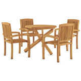 5 Piece Garden Dining Set Solid Wood Teak - Side View