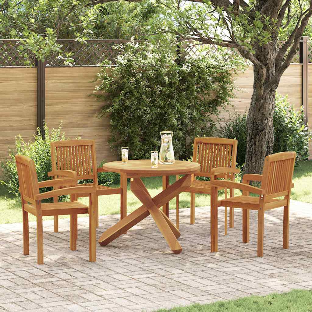5 Piece Garden Dining Set Solid Wood Teak