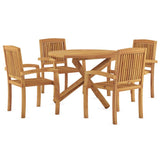 5 Piece Garden Dining Set Solid Wood Teak - Side View