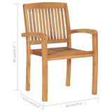 Stacking Garden Chairs 6 pcs Solid Teak Wood - 45-Degree Angle