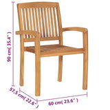 Stacking Garden Chairs 8 pcs Solid Teak Wood - 45-Degree Angle