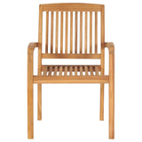 Stacking Garden Chairs with Cushions 4 pcs Solid Teak Wood - 45-Degree Angle