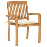 Stacking Garden Chairs with Cushions 6 pcs Solid Teak Wood - Side View