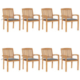 Stacking Garden Chairs with Cushions 8 pcs Solid Teak Wood