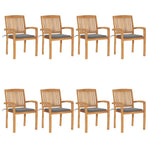 Stacking Garden Chairs with Cushions 8 pcs Solid Teak Wood