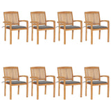 Stacking Garden Chairs with Cushions 8 pcs Solid Teak Wood