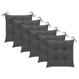 Stacking Garden Chairs with Cushions 6 pcs Solid Teak Wood - Close-Up Angle