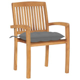 Stacking Garden Chairs with Cushions 6 pcs Solid Teak Wood - Side View