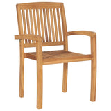Stacking Garden Chairs with Cushions 6 pcs Solid Teak Wood - Top-Down View