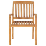 Stacking Garden Chairs with Cushions 6 pcs Solid Teak Wood - 45-Degree Angle