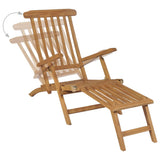 Deck Chairs with Footrests 2 pcs Solid Teak Wood - Rear View