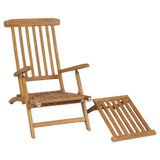 Deck Chairs with Footrests 2 pcs Solid Teak Wood - Close-Up Angle