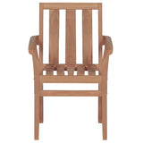 Stackable Garden Chairs 4 pcs Solid Teak Wood - Side View