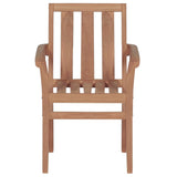 Stackable Garden Chairs 6 pcs Solid Teak Wood - Side View