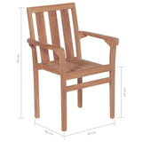 Stackable Garden Chairs 6 pcs Solid Teak Wood - 45-Degree Angle